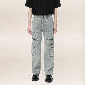 Pantalons pour hommes à prix très avantageux, jeans en denim ample, jambe droite, taille haute, style streetwear, grande taille, jambe large, pantalons pour hommes - Product Image 5