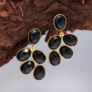 Pendientes Colgantes de Espinela Negra de Alta Calidad, Bonitos Pendientes de Boda, Chapados en Oro, Plata de Ley 925, Hechos a Mano, Regalo - Product Image 3