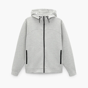 Dec Oem personalizado Jogging Sudadera entrenamiento Slim Fit Zip Hoodies cremallera Unisex Stopper cordón gris hombres Fitness Hoodies - Product Image 2