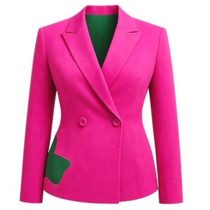 AKA Veste cintrée rose pour homme à simple boutonnage avec détail de poche vert, formelle, pour le bureau, tenue grecque de sororité, infroissable - Product Image 5