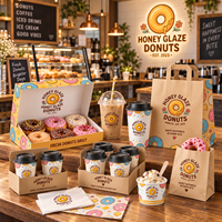 Emballages personnalisés AT PACK pour les boutiques de beignets, avec boîtes à beignets, sacs en papier, gobelets à café et fournitures à emporter