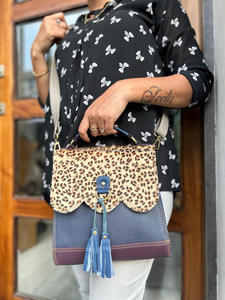 กระเป๋าถือหนังขนสัตว์พิมพ์ลายสัตว์ทำมือสำหรับผู้หญิงกระเป๋าสะพายไหล่สีสันสดใส - Product Image 3