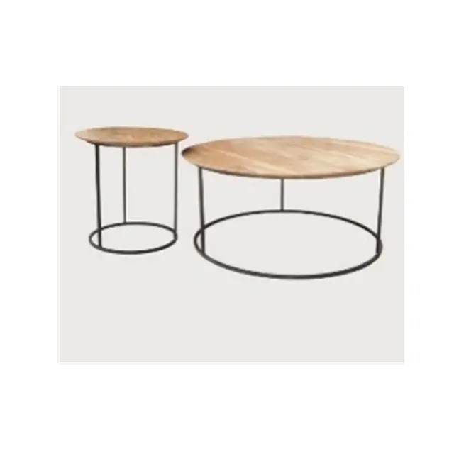 شراء طاولة قهوة خشبية عالية الطليعة على شكل دائري أحدث تصميم طاولة قهوة ديكور منزلي للبيع