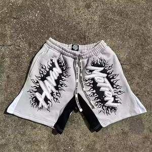 Short de Jogging Personnalisé de Haute Qualité à Imprimé Bouffant en Coton Délavé à l'Acide Baggy Streetwear Short en Maille Sublimée de Grande Taille 6XL - Product Image 2