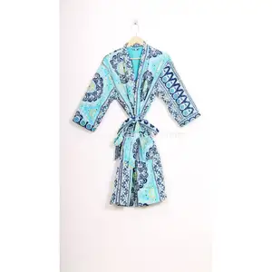 Ấn Độ cổ điển kantha váy Gown phòng chờ mặc nhà áo choàng áo ngủ kantha bông Kimono áo khoác bán buôn rất nhiều