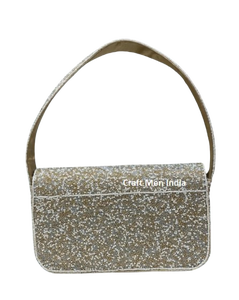 Designer Hand Beaded <b>handbag</b> with Abstract Plaid Design, Elegant Purse <b>for</b> Women, Suitable <b>for</b> Gifting Functions beaded <b>handbag</b> - Product Image 4