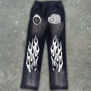 Chándal personalizado de pintura negra acampanada para hombre, ropa de calle, pantalones apilados para mujer, conjuntos de 2 piezas, conjunto de chándal con bolsillos - Product Image 5