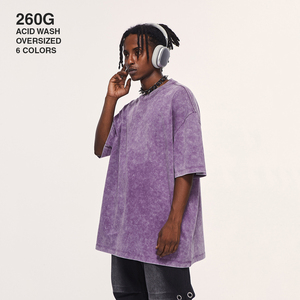 เสื้อยืดโอเวอร์ไซส์ทรงหลวมสำหรับผู้ชาย ยี่ห้อ BB รุ่น Acid Wash น้ำหนัก 260 กรัม สไตล์วินเทจ ซักเอนไซม์ ผ้าเจอร์ซีย์เรียบ แขนสั้น คอกลม - Product Image 1