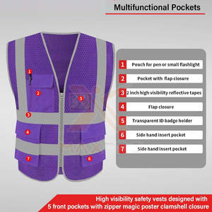 เสื้อกั๊กสะท้อนแสงเพื่อความปลอดภัย ผลิตจากโพลีเอสเตอร์ ขายดีที่สุด รับผลิตตามแบบ เสื้อกั๊กสะท้อนแสงสำหรับงานอุตสาหกรรม - Product Image 5