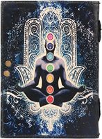 Nouveau carnet de méditation Bouddha Sept Chakras en cuir rigide, journal sacré déesse païenne, papier à bords festonnés vintage, cadeau