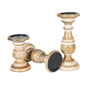 Bougeoir/support en bois au look élégant Bougeoir en bois de manguier de meilleure qualité Décoration de table de salon Bougeoir en bois - Product Image 1