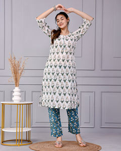 ชุดเซ็ตผ้าฝ้ายพิมพ์ลายดอกไม้สำหรับผู้หญิง |   ชุดสองชิ้นแบบชาติพันธุ์ |   เสื้อผ้าสตรีขายส่ง - Product Image 2