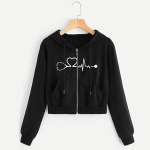 Vente en gros 2025 sweat à capuche court en molleton 100% coton pour femmes personnalisé de haute qualité respirant doublé d'hiver brodé anti-boulochage - Product Image 1