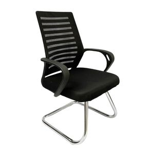 Chaise de bureau ergonomique MFW19Q noire à dossier en maille avec appui-tête réglable en mousse PU, design contemporain pour usage en atelier - Product Image 1