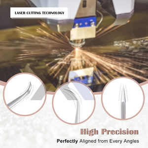 Pince à cils de volume en acier inoxydable pince à épiler d'extension de cils en or rose avec logo privé vente en gros - Product Image 5