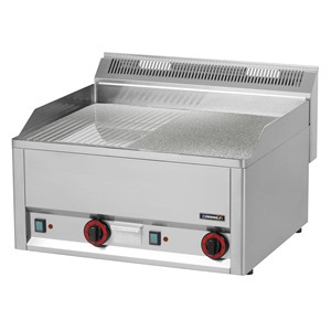 Plaque de cuisson électrique satinée côtelée Chrome 66, Gril et plancha électriques satinés côtelés Chrome 66 - Product Image 1