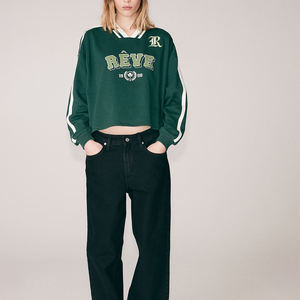 Sudadera con panel de manga completa para mujer, Jersey hecho a medida, ropa informal, sudaderas de lana para mujer con logotipo personalizado - Product Image 2