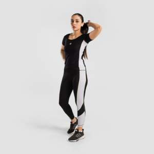เสื้อครอปท็อปสตรีทแวร์สำหรับฤดูร้อน สีดำ-ขาว ไซส์ XXS XS-ทรงหลวม ผ้าสแปนเด็กซ์ระบายอากาศ สไตล์ลำลอง - Product Image 4