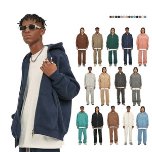 Sudadera con capucha de cremallera completa de fabricante de ropa personalizada Otoño e Invierno gruesa y pesada Sudadera con capucha de lana con cremallera para hombres - Product Image 1