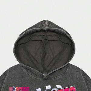 2024 Men's Fashion High Quality Custom DTG Printing Hoody Men <b>Washed</b> Distressed Hoodie Drawstring Drop Shoulder Hoodie Men's - Product Image 2