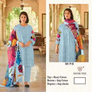 El último traje de diseño Evergreen, estilo moderno, el mejor traje Salwar de algodón importado y Dupatta con trabajo de bordado, exportador indio - Product Image 6