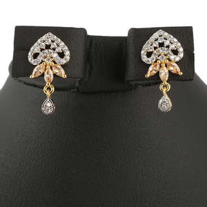 American Diamond <b>Locket</b> Set - Golden & <b>Silver</b> - Product Image 2