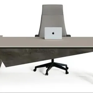 Office Manager Desk Balance Manager Desk Melamine Gecoate Soft-Touch Coating Metalen Poten In Zwart Met Elektrostatische Poedercoatine