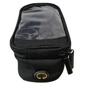 Nueva y elegante bolsa frontal de bicicleta de poliéster reciclado de Color negro, bolsa impermeable para soporte móvil para bicicleta unisex