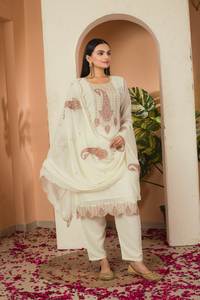 Nouvelle collection de travaux de broderie lourds Kurti Pari avec ensemble Dupatta Style traditionnel pour la fête avec fil et travail de séquence - Product Image 4