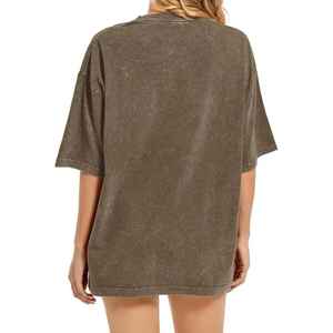 Camiseta de Calle con Logotipo Personalizado OEM, 220 g/m², Hombros Caídos, Estilo Vintage Desteñido, 100% Algodón, Talla Grande, Transpirable, de Secado Rápido, para Mujer - Product Image 3