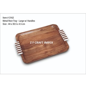 Bandeja de servicio de madera de acacia moderna hecha a mano, diseñada a medida para el hogar, boda, Ramadán, bandeja de resina para embalaje de Chocolate decorativo - Product Image 4