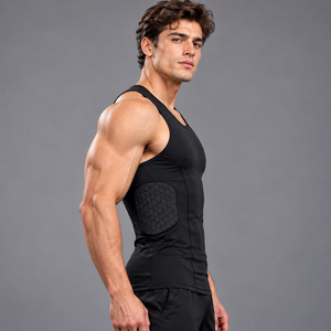 Custom Printed Padded Compression Tank Top <b>Mens</b> <b>Rib</b> Protector Sleeveless Basketball Football Shockproof Quick Dry - Product Image 3