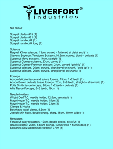 Juego de Instrumentos de Cirugía Abdominoplastia Manual de Acero Inoxidable de Grado Quirúrgico, 24 Piezas - Product Image 2