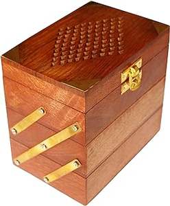 Conjunto moderno de dos cajas de joyero de madera metálica dorada con joyero tradicional de trabajo de latón para caja de accesorios de joyero - Product Image 4