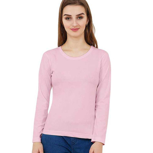High Quality Long <b>Sleeve</b> <b>Women</b> T shirts Crew Neck Cotton Fabric Customized logo Round Neck <b>Women's</b> Crew Neck T Shirts - Product Image 6