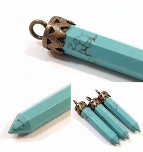 Natural Raw Hexagonal Crystal Pendant Long Bullet Stone Sterling Silver Necklace with Rhodium Plating Party <b>Jewelry</b> with Chains - Product Image 1