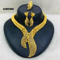 Promo Panas Kalung Wanita Cantik Rantai Kotak Desain Bunga Berlapis Emas 24K dari Kuningan, Cocok untuk Pengantin Afrika, Pertunangan, Pernikahan, dan Ulang Tahun
