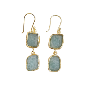 Boucles d'oreilles pendantes en amazonite semi-précieuse plaquées or en gros pour les distributeurs en gros, les acheteurs et les marchés de l'approvisionnement - Product Image 5