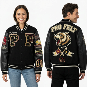 Chaquetas Varsity con Parches de Chenilla Bordados Personalizados, Chaqueta Varsity con Nombre de Marca para Ropa Exterior Masculina, Chaqueta de Béisbol Universitaria para Hombre - Product Image 4
