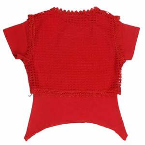 Camiseta elegante de media manga para niñas, 2 piezas - Rojo - Product Image 3