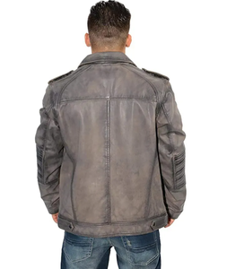 2024 veste en cuir pour hommes ou manteau coupe ajustée en cuir naturel de style moto d'hiver vestes en cuir personnalisées - Product Image 3