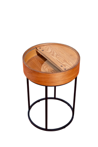 Table basse ronde moderne en MDF plaqué frêne avec cadre en métal Meubles de salon mobiles à prix de gros pour usage domestique - Product Image 4