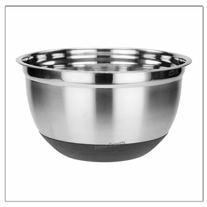 Juego de cuencos para mezclar de acero inoxidable pulido 3-1,5 QT 3 QT 5 QT Diseño alemán antideslizante Plato de fruta esmaltado grande Ensaladera de metal - Product Image 6