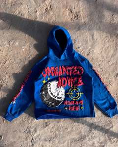 Ensemble sweat-shirt et pantalon de jogging bleu royal avec logo UNWANTED NOVICE imprimé graphique, streetwear, survêtement, coupe ample et oversize - Product Image 2