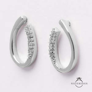 Boucles d'oreilles en argent sterling avec cristaux étincelants - Argent 925 - Product Image 3