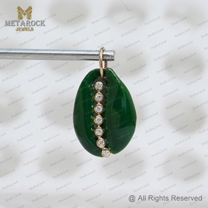 Pendentif en coquillage de mer émaillé en or jaune massif 14 carats bijoux en coquillage de diamant unisexe cadeau fait à la main nouveau pendentif de créateur - Product Image 2