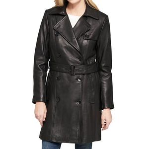 2025 vente chaude femmes Long Trench Coat noir peau de vache en cuir véritable veste manteau respirant hiver dames manteaux - Product Image 1