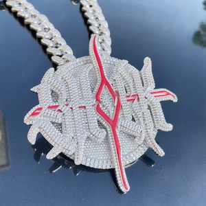 Diamante de moissanita redondo de Plata de Ley 925, excelente corte helado, colgante de hip hop ostentoso, collar de regalo para hombres y mujeres - Product Image 2