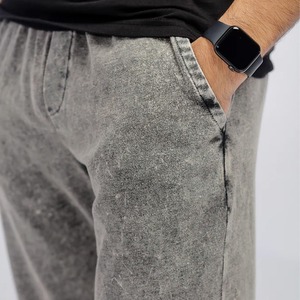 Pantalons pour hommes tendance en toile française, en molleton, délavés à l'acide, respirants, décontractés, sportifs, côtelés, avec cordon de serrage - Product Image 3