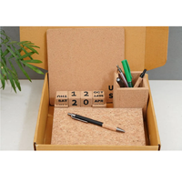 Ensemble de 5 petits carnets A5 en liège, calendrier, support pour stylo, tapis de souris, design moderne, impression découpée, portable, logo personnalisé, promotionnel pour entreprises